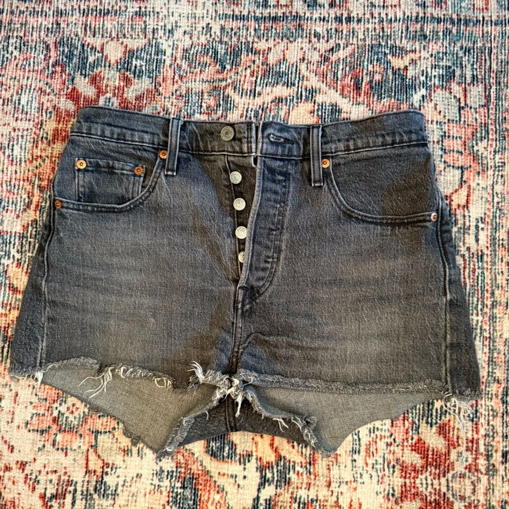 Levi's 501 Black Cutoff Jean Shorts Washed Black Women's Size W28
